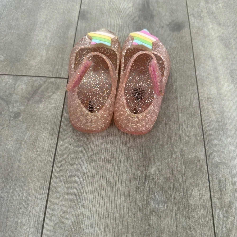 Old Navy Glitter Star Pink Jelly Sandals Shoes Toddler Girl Size 5